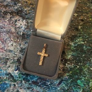 14K Nugget Cross Pendant